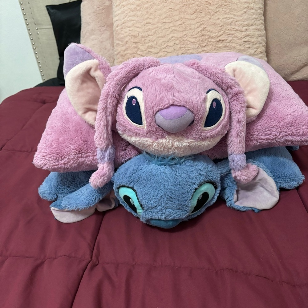 RARE Disney stitch and angel pillow pets